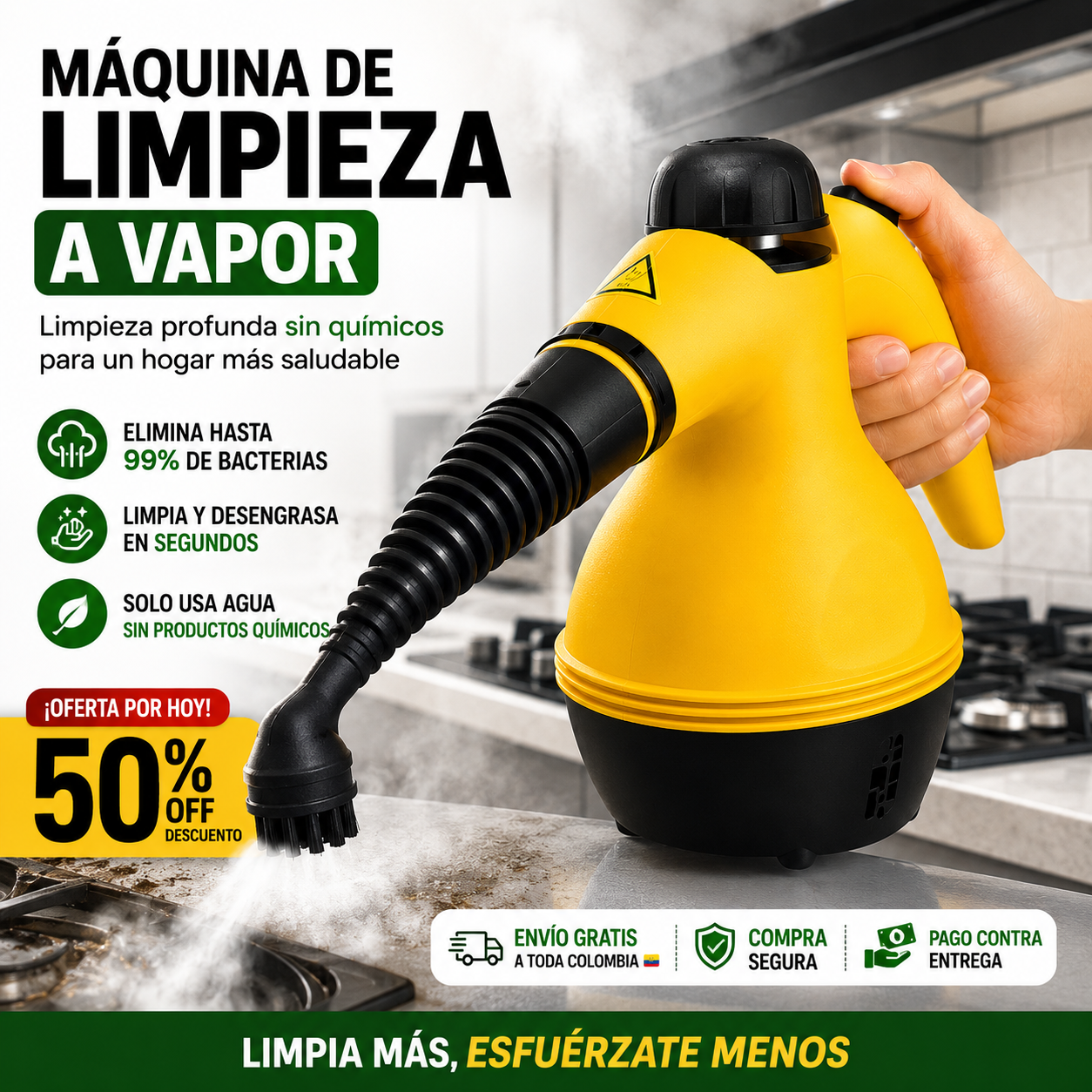Limpiador a Vapor de Alta Presión | Cocina, Baño, Sofás y Más